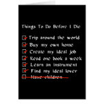 Child-Free Checklist Card
