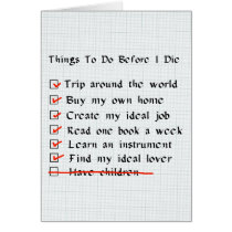 Child-Free Checklist Cards