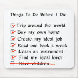 Child-Free Checklist Mouse Pad