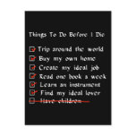 Child-Free Checklist Post Cards