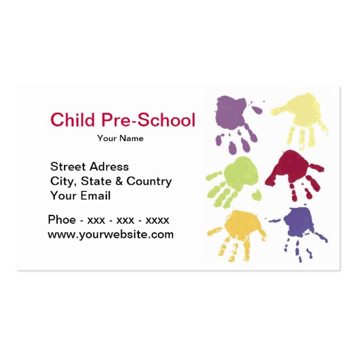 Child Hands Pre-School Business Card (front side)