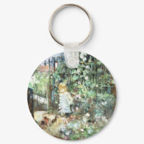 Child in Rose Garden, Berthe Morisot Fine Art keychains