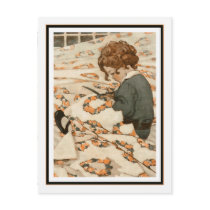 Child Mending Curtains by Jessie Willcox Smith Postcard
