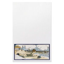 Child on Beach Vintage Art Personalized Stationery