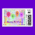 Child or Kid Birthday Four Years Happy Birthday! stamps