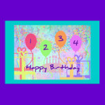 Child or Kid Birthday Four Years Happy Birthday! posters