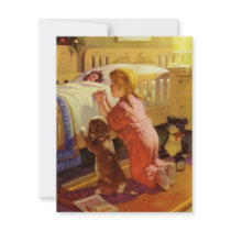 Child Praying with Dog invitations