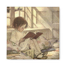 Child Reading a Book by Jessie Willcox Smith Fridge Magnets