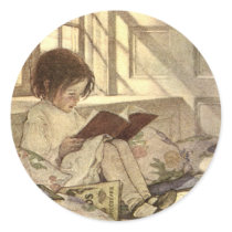 Child Reading a Book by Jessie Willcox Smith Sticker