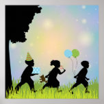 Child Silhouette Balloons Child Wall Art Print