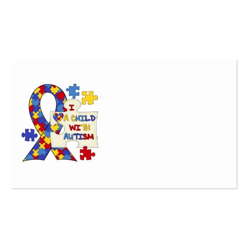 Child With Autism Awareness Ribbon Business Card (back side)