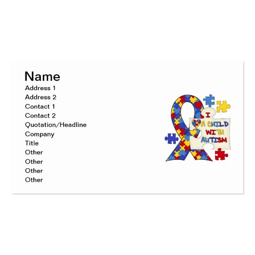 Child With Autism Awareness Ribbon Business Card (front side)