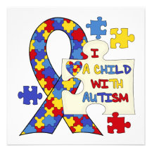 Child With Autism Awareness Ribbon Invites