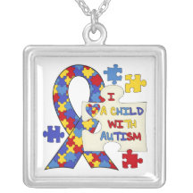 Child With Autism Awareness Ribbon Necklaces