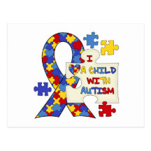 Child With Autism Awareness Ribbon Postcards