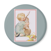 Child with Rabbit magnets by Tchotchke Child with Rabbit magnets