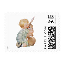 Child with Rabbit Stamps