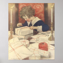 Child Wrapping Presents; Jessie Willcox Smith Posters