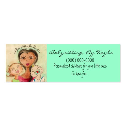 Childcare/Babysitting Card Business Card Template (front side)