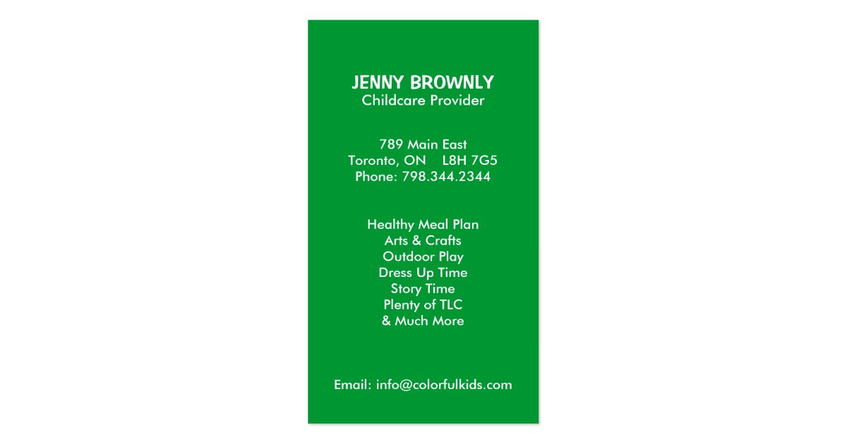 Childcare Business Cards Zazzle