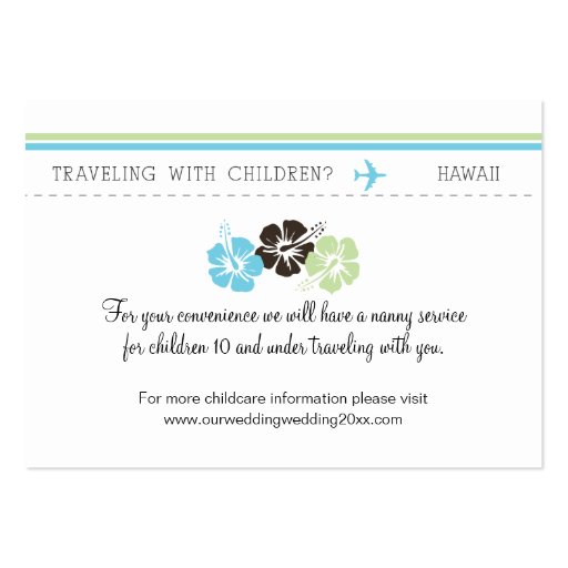 Childcare Card for Wedding Business Card Template (front side)