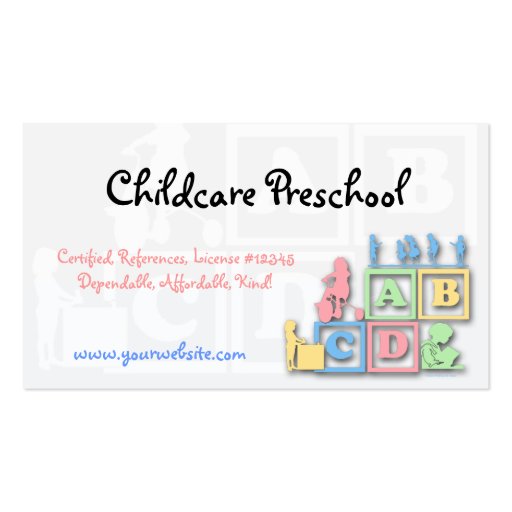 Childcare Preschool Business Card (back side)