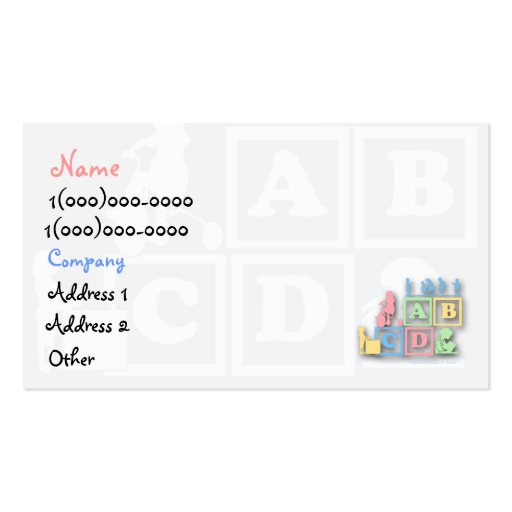 Childcare Preschool Business Card (front side)