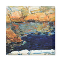Childe Hassam - Beryl look at the pond Refrigerator Magnets