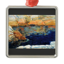 Childe Hassam - Beryl look at the pond Christmas Tree Ornaments