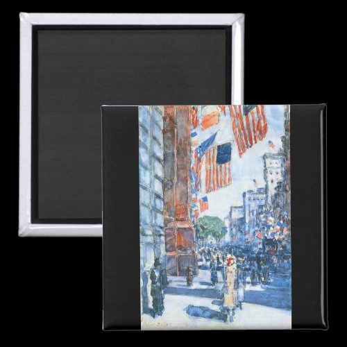 Childe Hassam - Flags Fifth Avenue Refrigerator Magnet