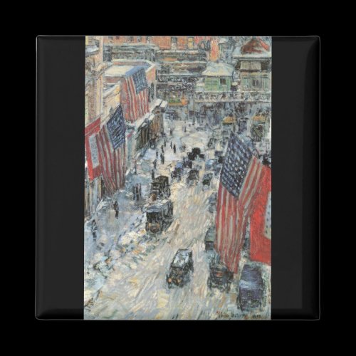 Childe Hassam - Flags on Fifth Avenue Winter 1918 Fridge Magnets