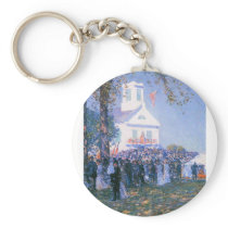 Childe Hassam - Harvest in a village in New Englan Key Chain