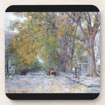 Childe Hassam - Main Street East Hampton Drink Coasters