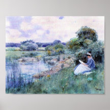 Childe Hassam-Woman reading Print