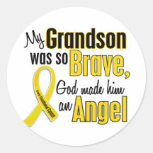 Childhood Cancer ANGEL 1 Grandson Round Sticker