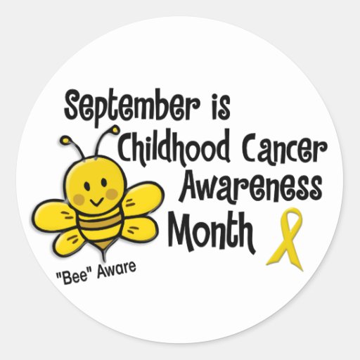 Childhood Cancer Awareness Month Bee 1.3 Classic Round Sticker 