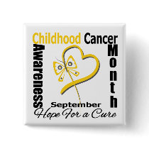 Childhood Cancer Awareness Month Butterfly Heart buttons