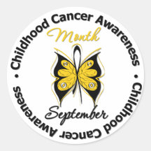 Childhood Cancer Awareness Month Butterfly v4 Round Sticker