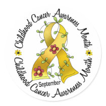 Childhood Cancer Awareness Month Flower Ribbon 3 stickers