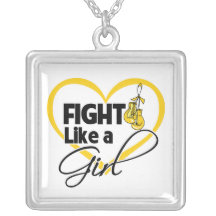 Childhood Cancer Fight Like a Girl Heart Necklaces