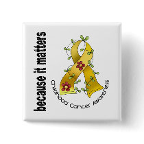 Childhood Cancer Flower Ribbon 3 buttons