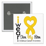 Childhood Cancer Gold Heart Ribbon For My Son buttons