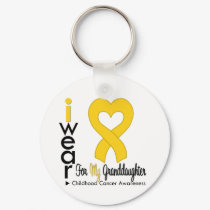 Childhood Cancer Gold Heart Ribbon Granddaughter keychains
