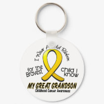 Childhood Cancer Gold Ribbon For My Great Grandson keychains
