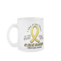 Childhood Cancer Gold Ribbon For My Great Grandson mugs