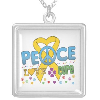 Childhood Cancer Groovy Peace Love Cure necklace