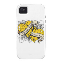 Childhood Cancer Hope Faith Dual Hearts Vibe iPhone 4 Covers