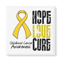 Childhood Cancer Hope Love Cure Ribbon magnets