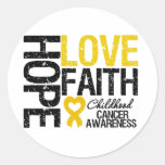 Childhood Cancer Hope Love Faith Round Sticker