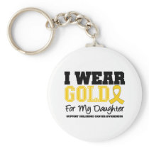 Childhood Cancer I Wear Gold Ribbon Daughter Key Chain